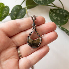 Load image into Gallery viewer, Labradorite Moon &amp; Copper Wrapped Pendant
