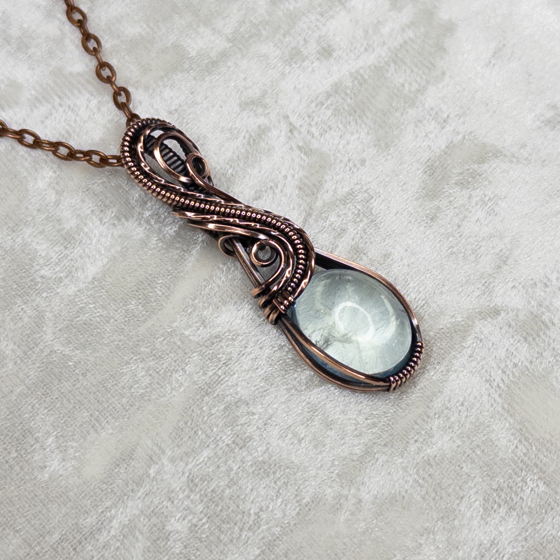 *March Birthstone* Aquamarine Antiqued Copper Pendant