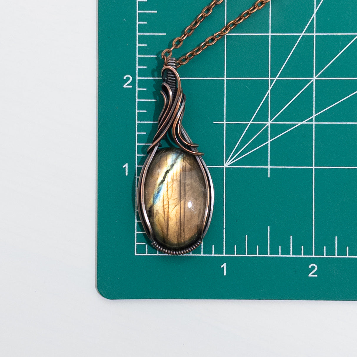 Golden Labradorite Copper Wrapped Pendant