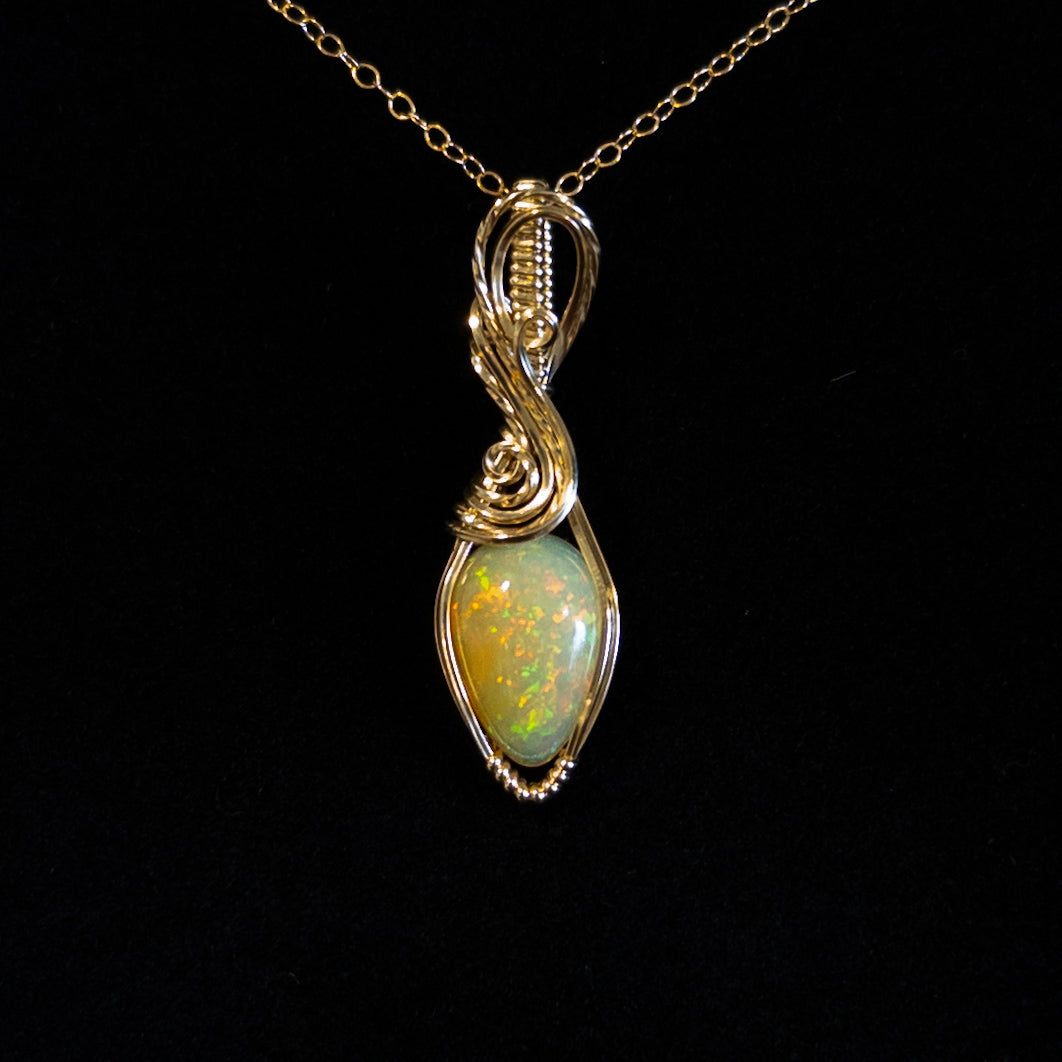 3.10ct. Ethiopian Opal & 14K. Gold-Filled Pendant