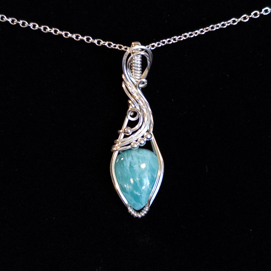 Dainty Amazonite .925 Sterling Silver Pendant