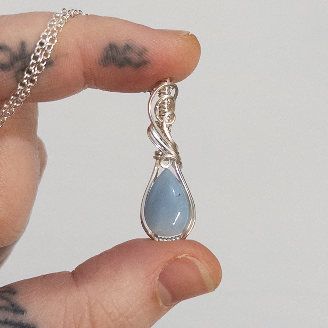 Blue Opal Sterling Silver Pendant