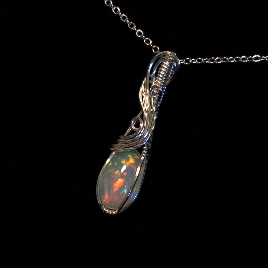 3ct. Ethiopian Opal .925 Sterling Silver Pendant