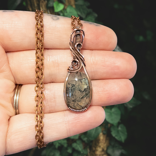 Prehnite Antiqued Copper Pendant