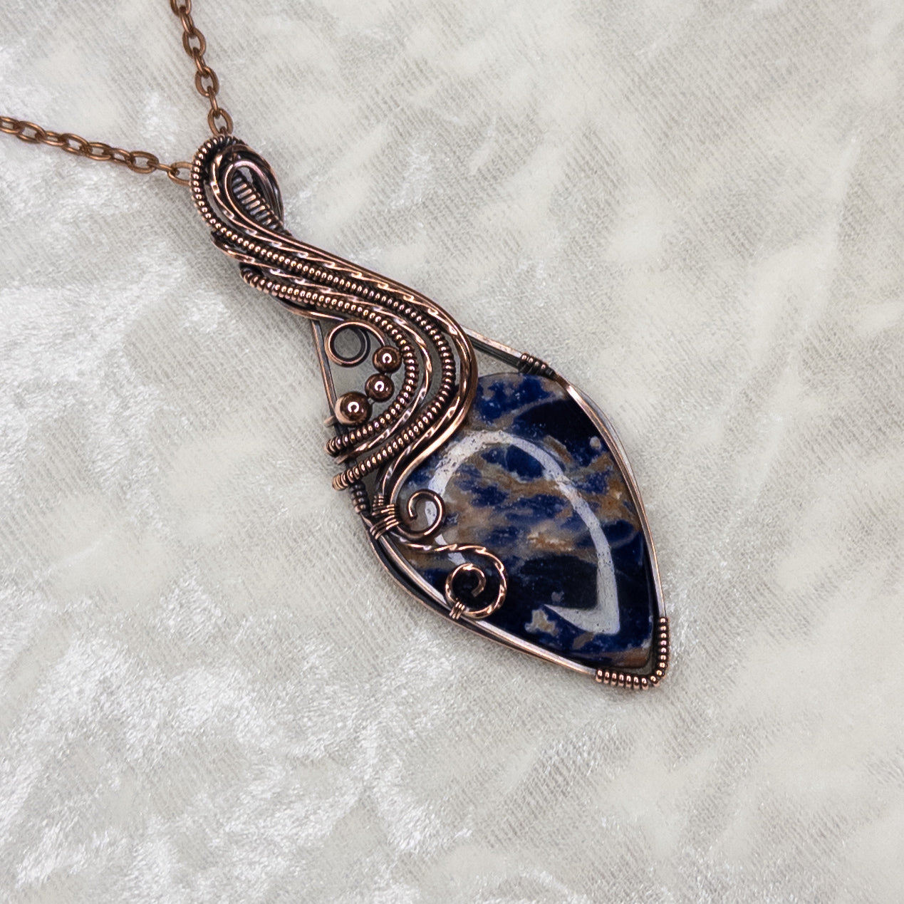 Swirly Sodalite Antiqued Copper Pendant