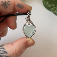 Load image into Gallery viewer, Aquamarine Heart &amp; Sterling Silver Wrapped Pendant
