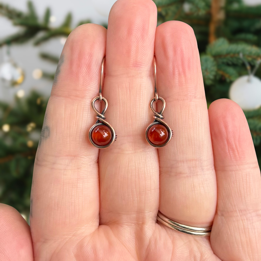 Carnelian Antiqued Copper Earrings