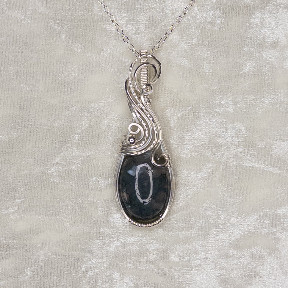Moss Agate Sterling Silver Pendant