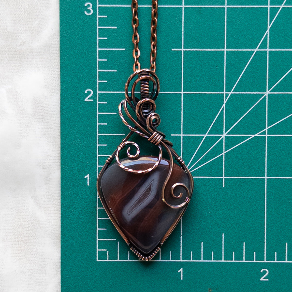 Maroon Botswana Agate Antiqued Copper Pendant