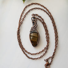 Load image into Gallery viewer, Tiger’s Eye &amp; Copper Wrapped Pendant
