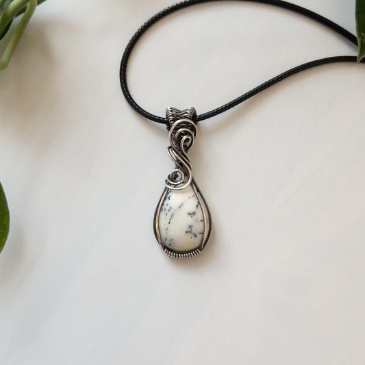 Dendritic Opal & Sterling Silver Pendant