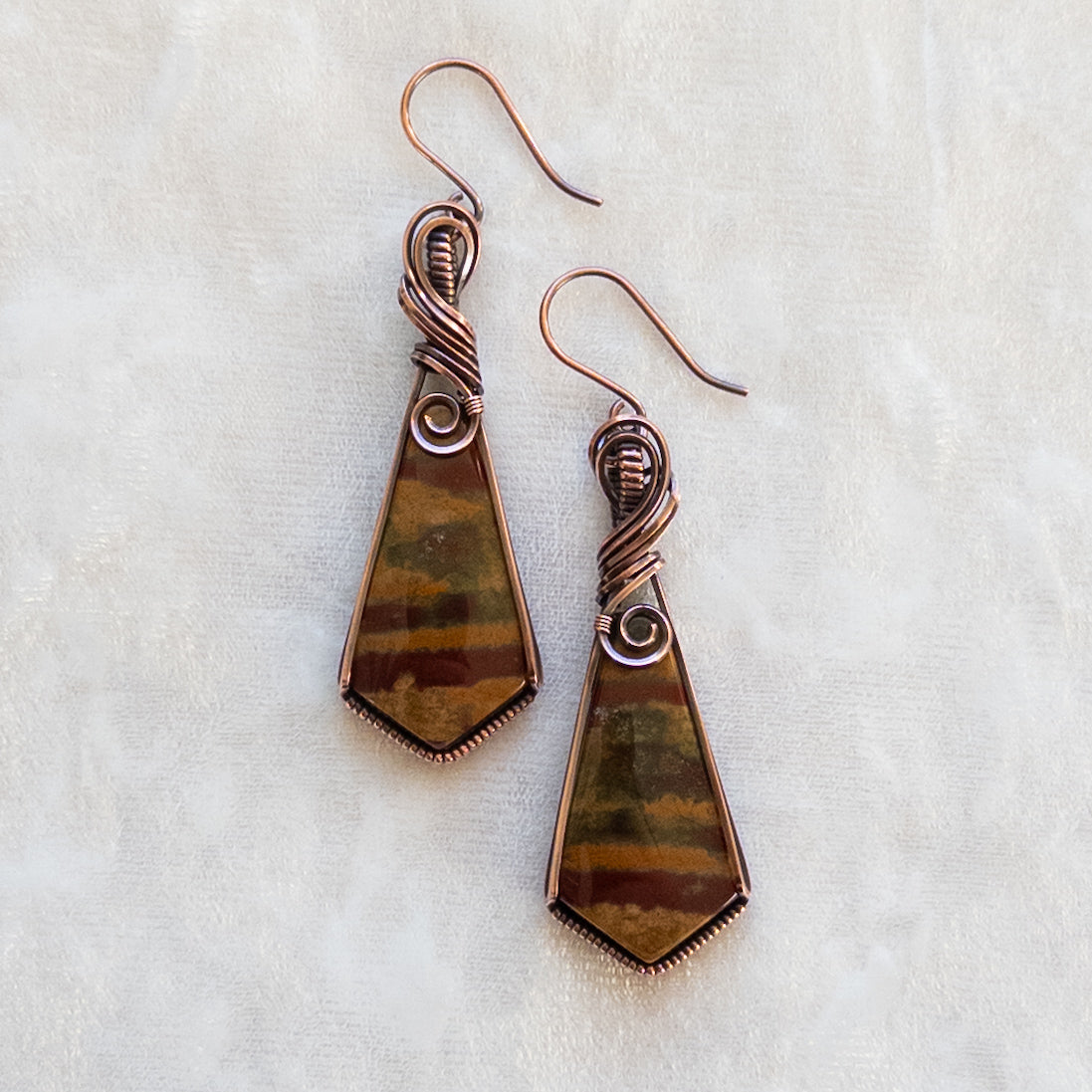 Autumn Jasper Antiqued Copper Earrings