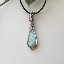 Load image into Gallery viewer, Larimar &amp; Sterling Silver Wrapped Pendant
