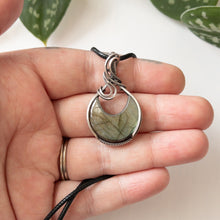 Load image into Gallery viewer, Labradorite Moon &amp; Sterling Silver Wrapped Pendant
