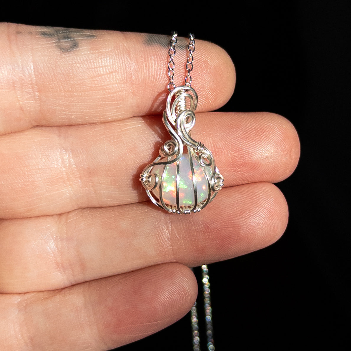 3.6 Carat Ethiopian Opal Sterling Silver Pumpkin Pendant