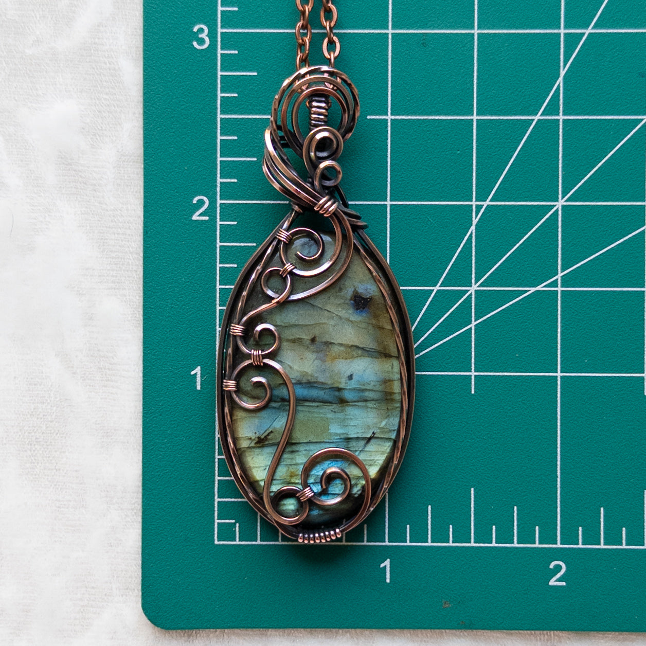 Swirly Labradorite Antiqued Copper Pendant