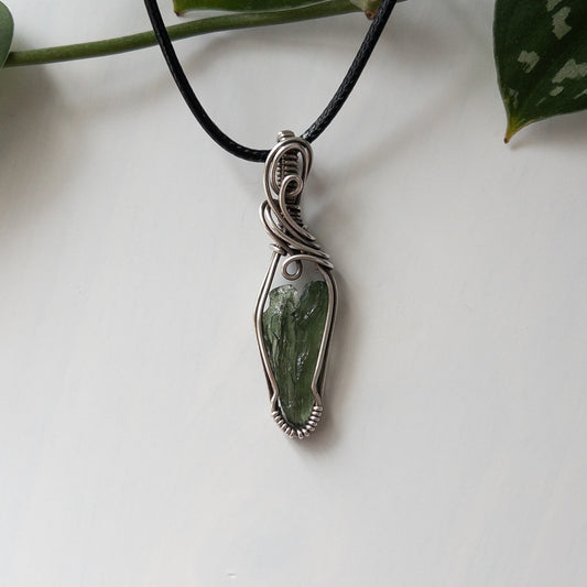 .65 Gram Moldavite & Sterling Silver Wrapped Pendant