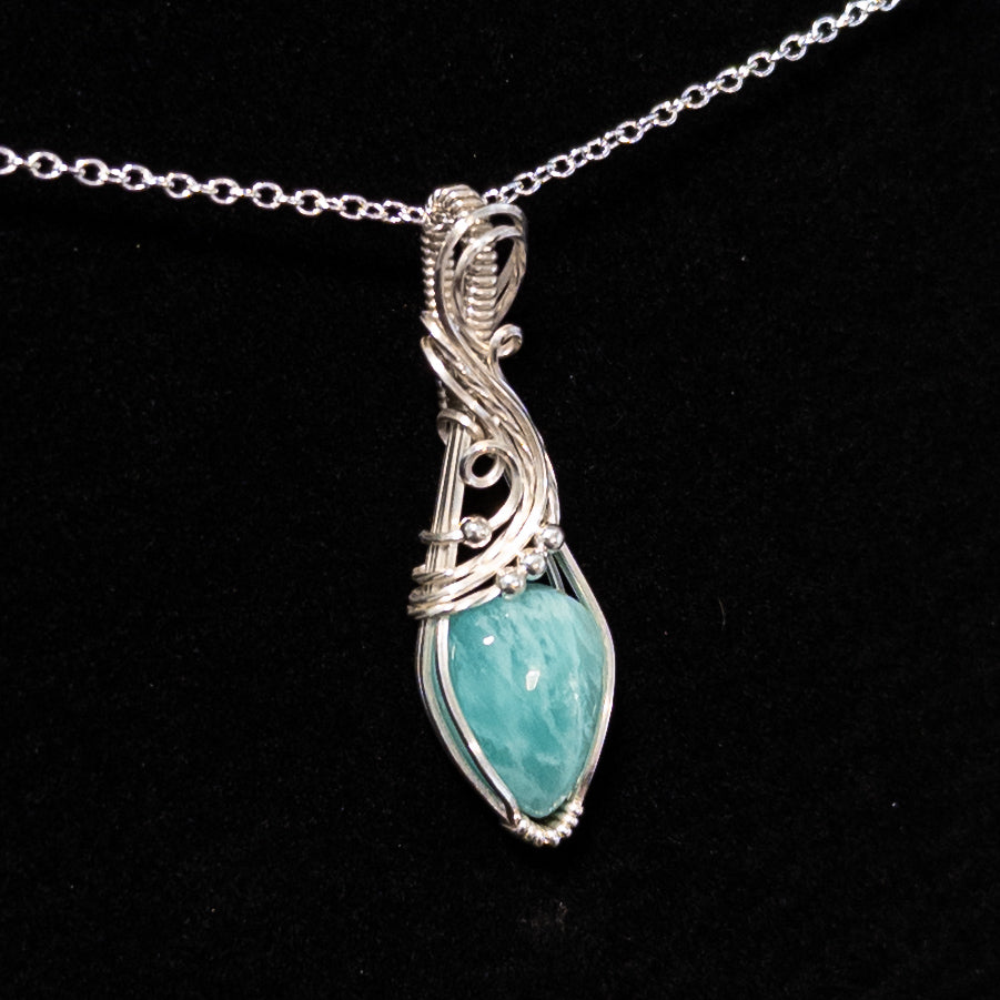 Dainty Amazonite .925 Sterling Silver Pendant