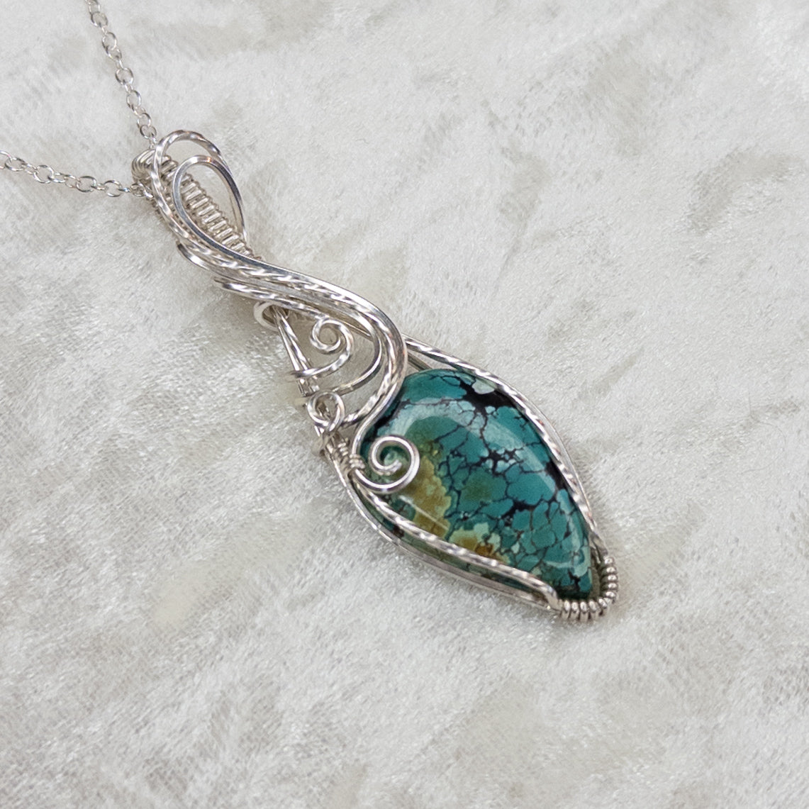 Hubei Turquoise & .925 Sterling Silver Pendant