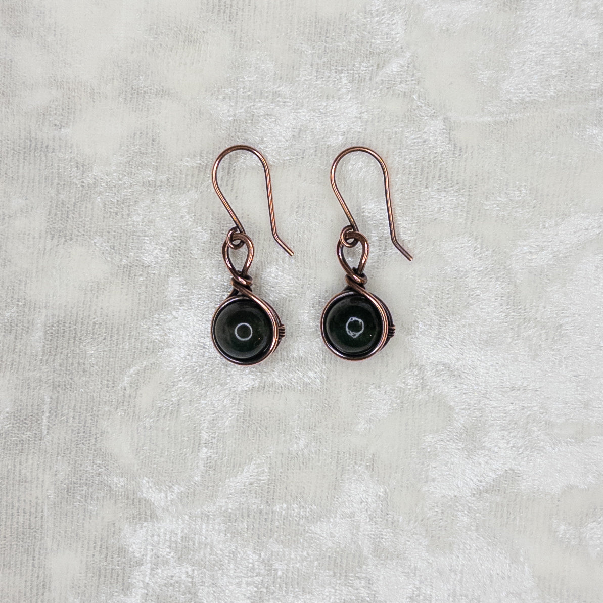 Moss Agate Antiqued Copper Earrings