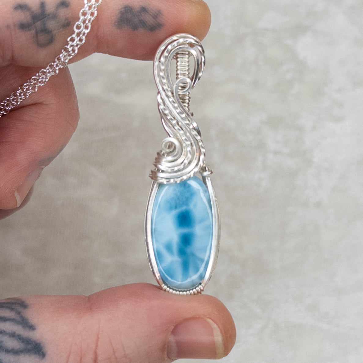 19ct. Larimar & .925 Sterling Silver Pendant