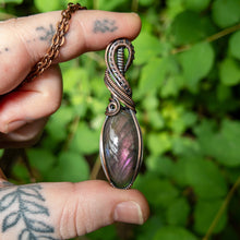 Load image into Gallery viewer, Sunset Labradorite &amp; Antiqued Copper Wrapped Pendant
