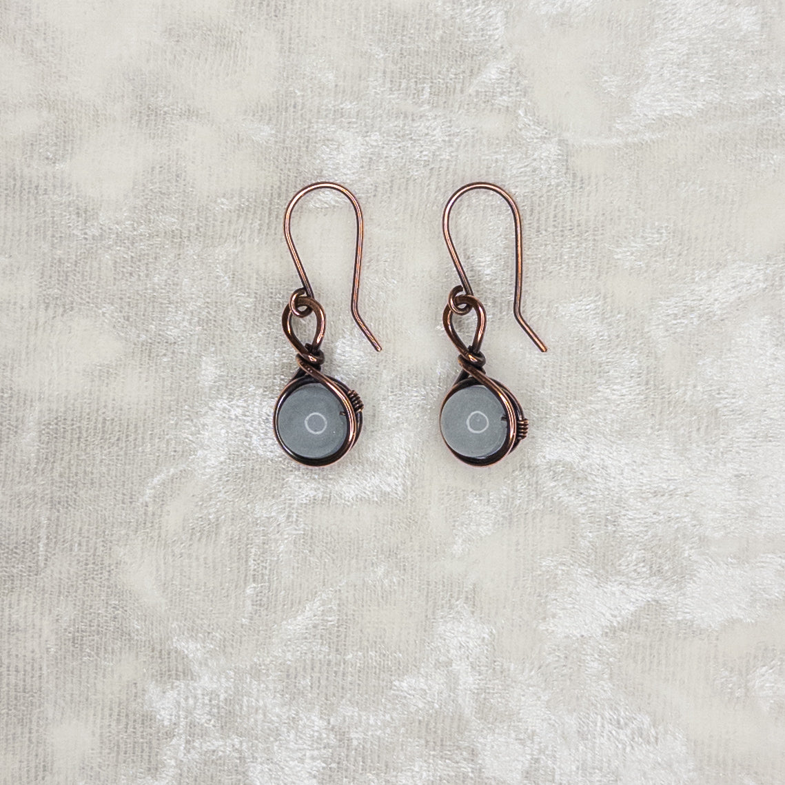 Aquamarine Antiqued Copper Earrings
