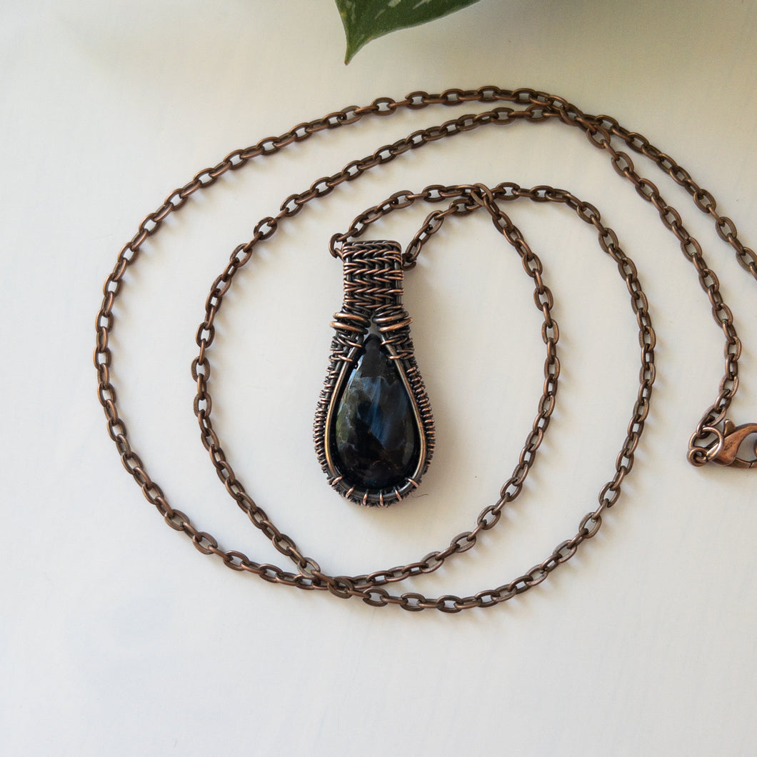 Pietersite & Copper Woven Pendant