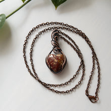 Load image into Gallery viewer, Mottled Ocean Jasper Heart &amp; Copper Wrapped Pendant
