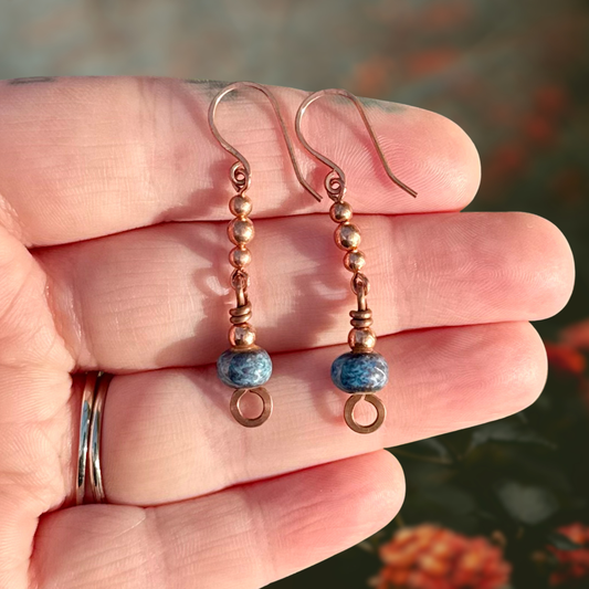 “Wisteria” Porcelain Beaded Copper Earrings