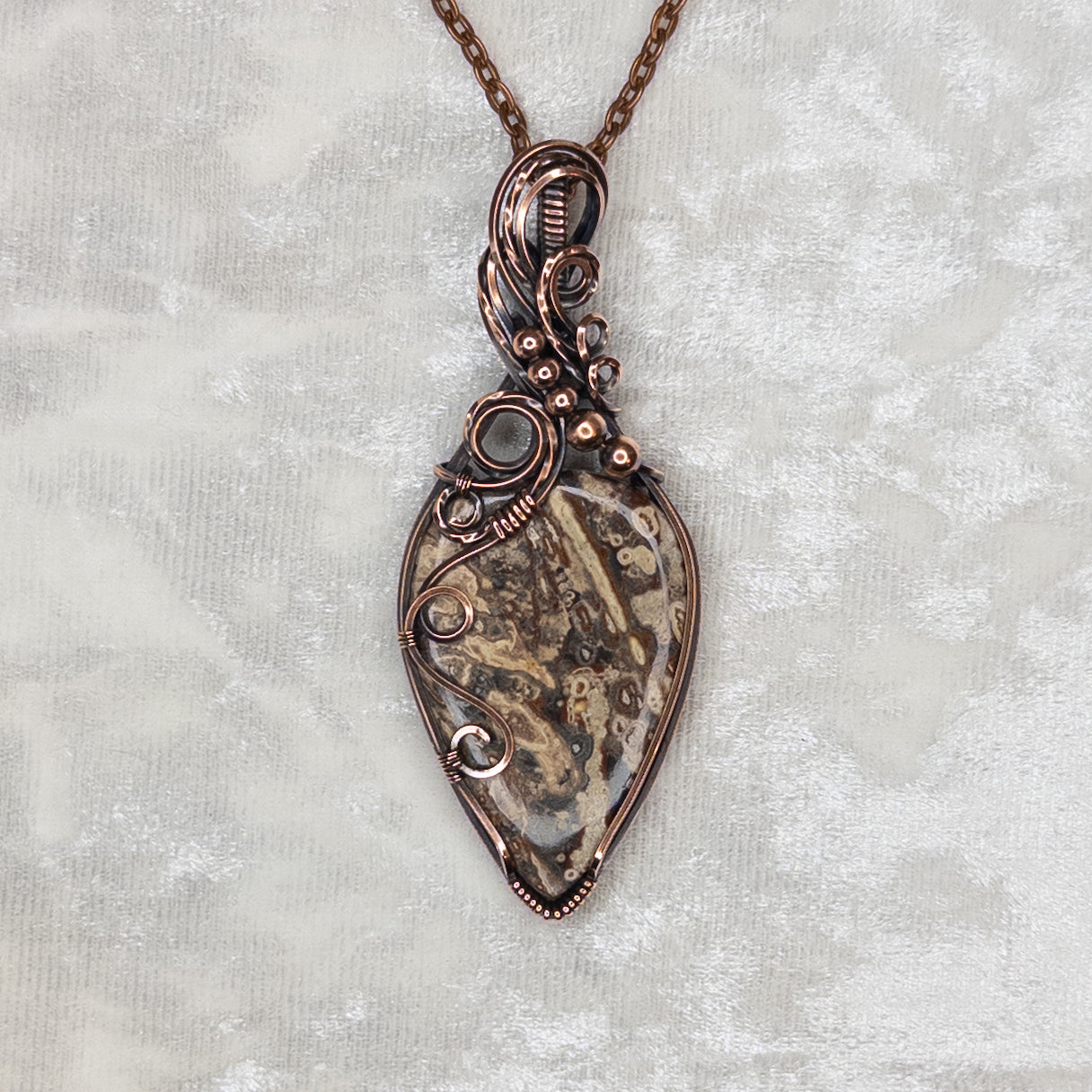Viper Skin Jasper Antiqued Copper Pendant