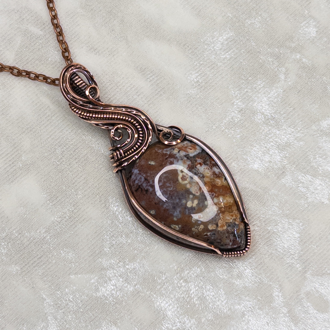 Colorful Ocean Jasper Antiqued Copper Pendant