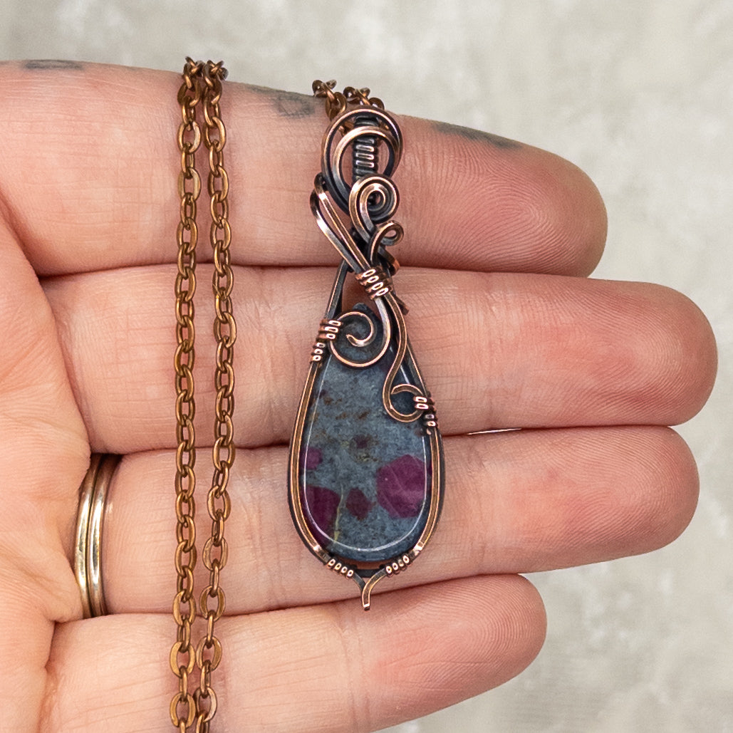 Ruby In Kyanite Antiqued Copper Pendant