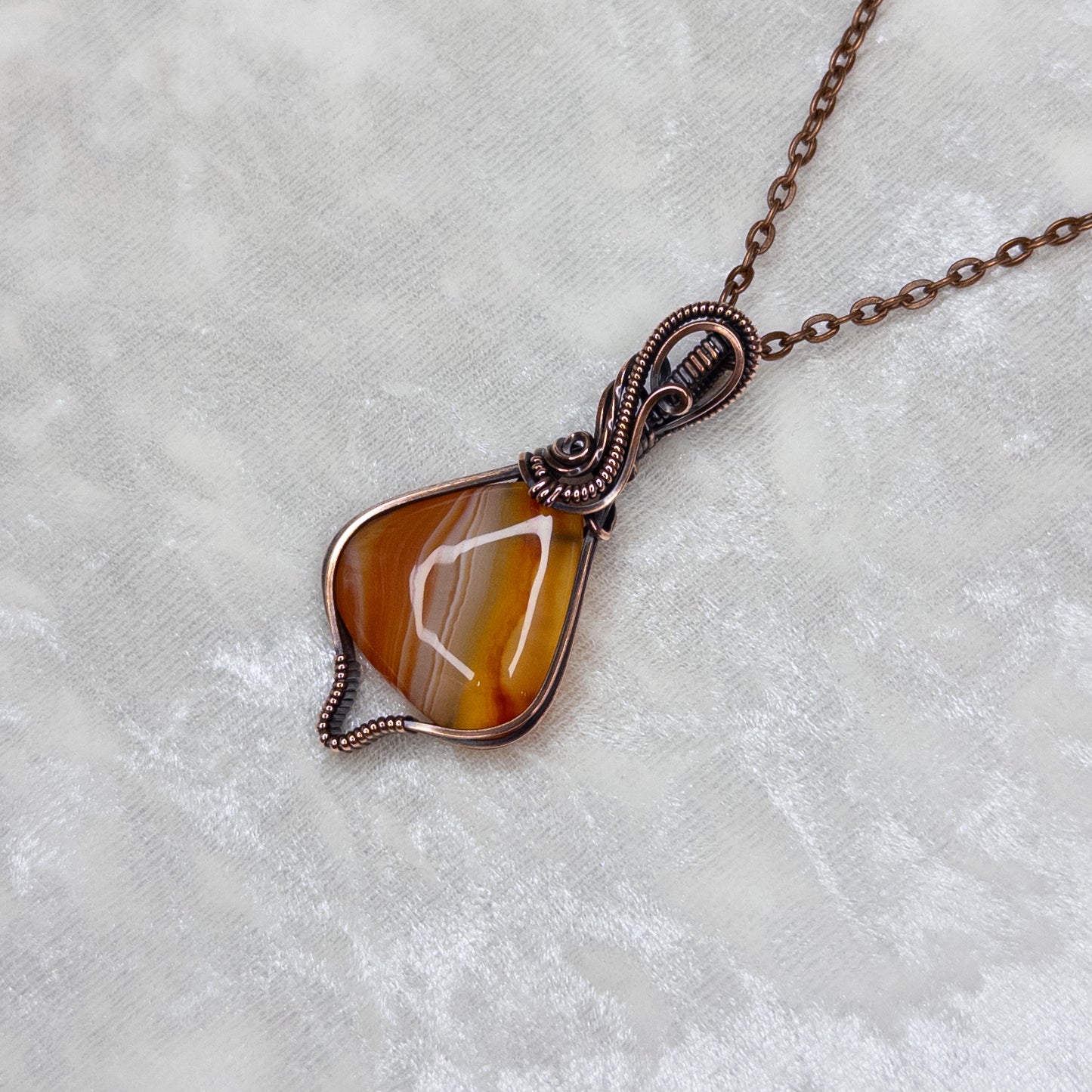 “Candy Corn” Agate Antiqued Copper Pendant