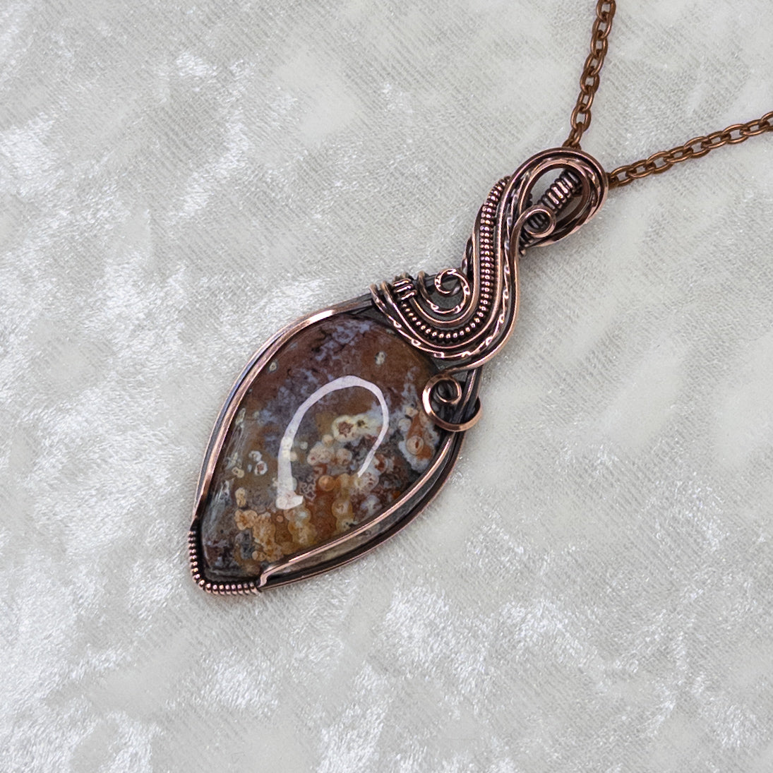 Colorful Ocean Jasper Antiqued Copper Pendant