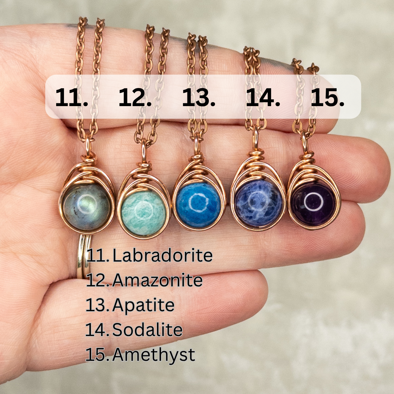 Mini Gemstone Copper Pendants