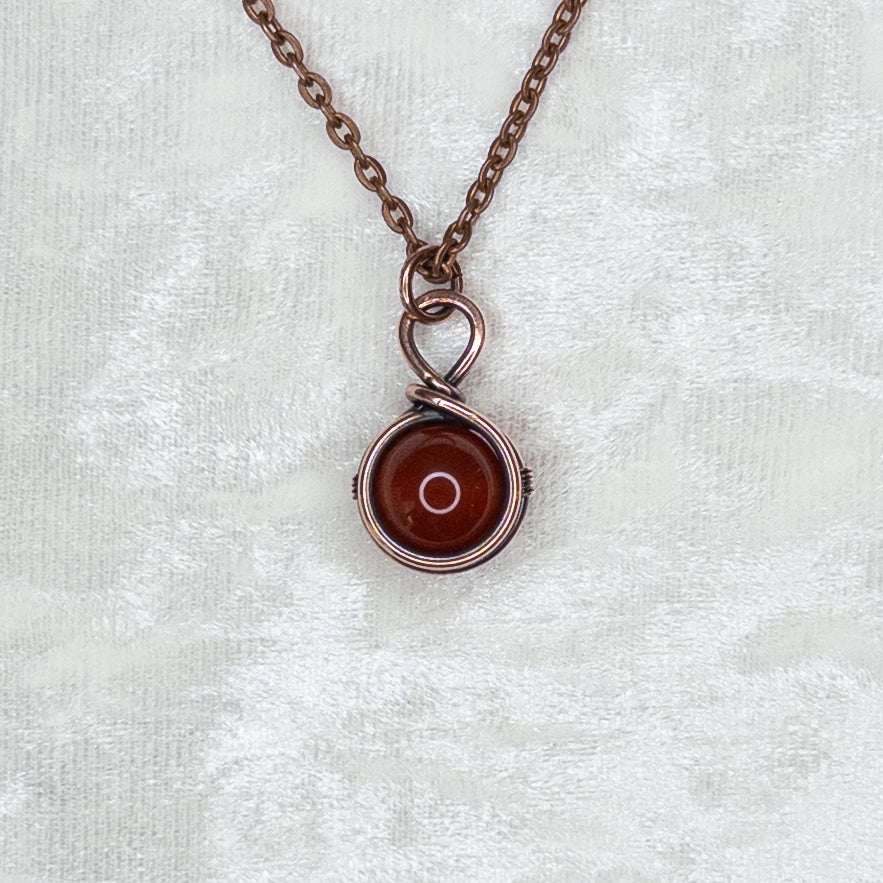 Simple Carnelian Drop Antiqued Copper Pendant