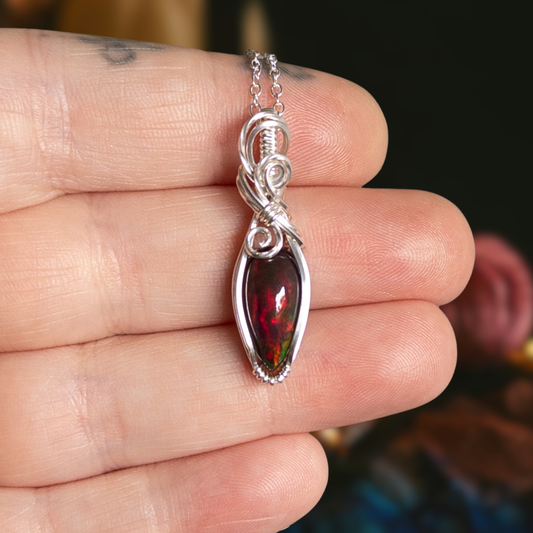 3.5 ct. Black Opal Pendant - Solid Sterling Silver