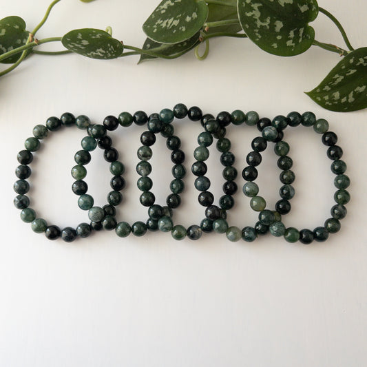 Moss Agate Stretch Bracelet 8.5mm