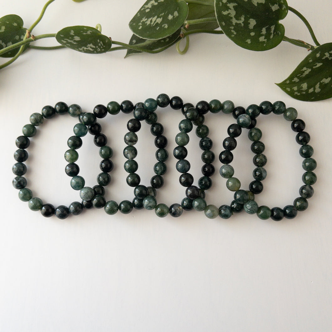 Moss Agate Stretch Bracelet 8.5mm