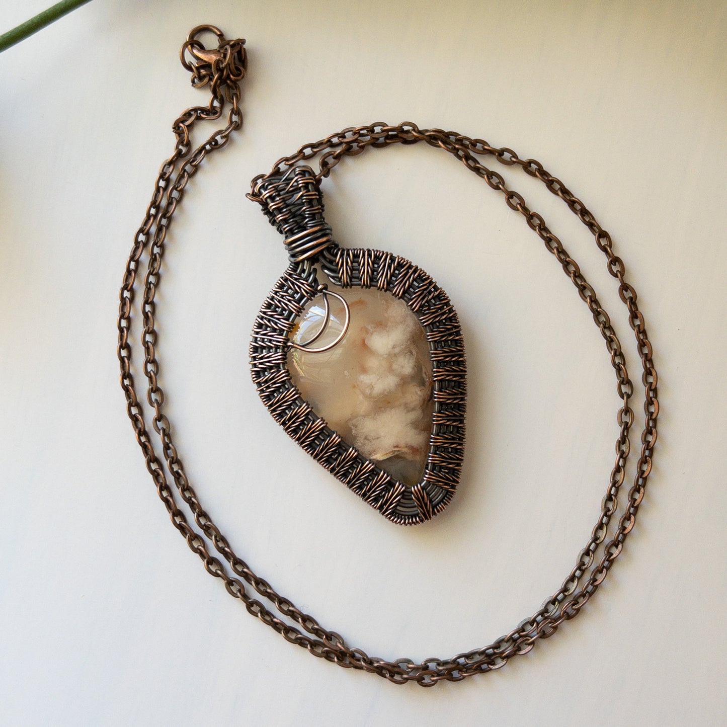 Flower Agate Copper Pendant