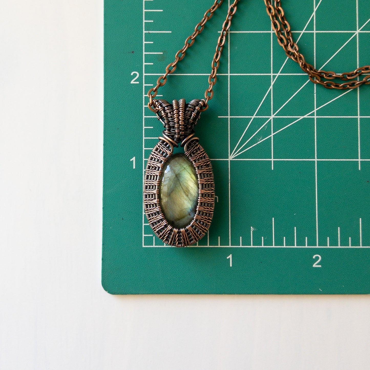 Labradorite Woven Copper Pendant