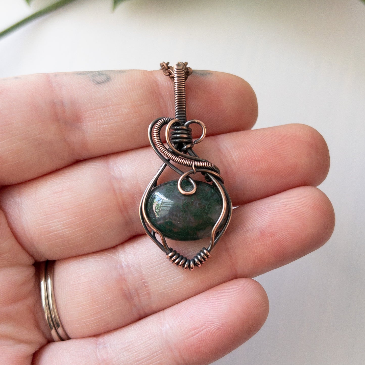 Moss Agate Copper pendant