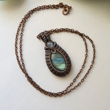 Load image into Gallery viewer, Labradorite &amp; Moonstone Copper Pendant
