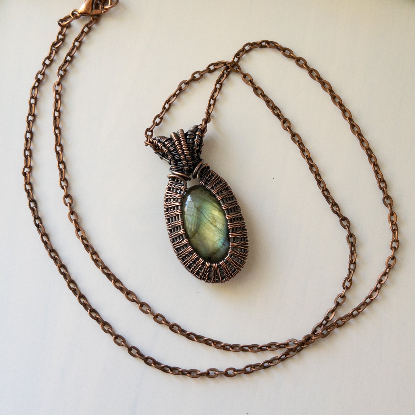 Labradorite Woven Copper Pendant