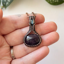 Load image into Gallery viewer, Amethyst &amp; Labradorite Copper Pendant
