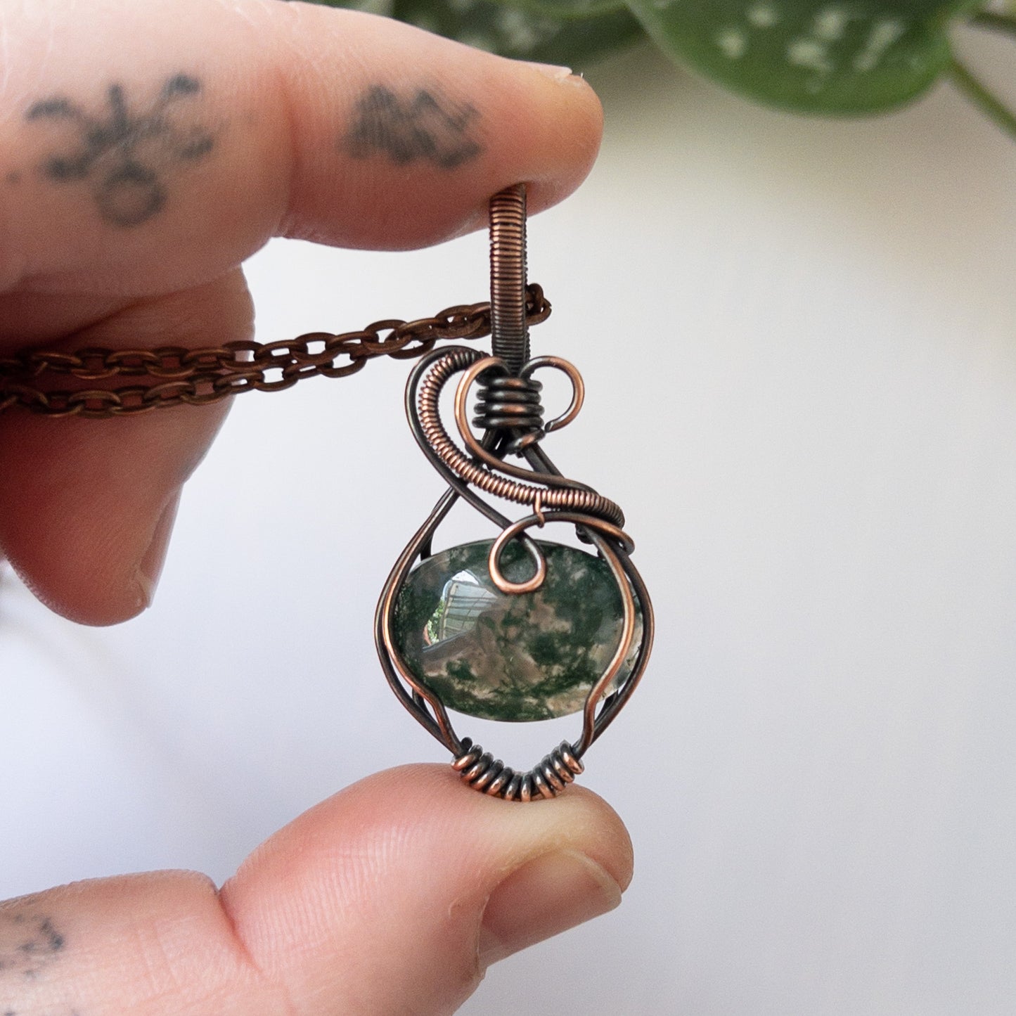 Moss Agate Copper pendant