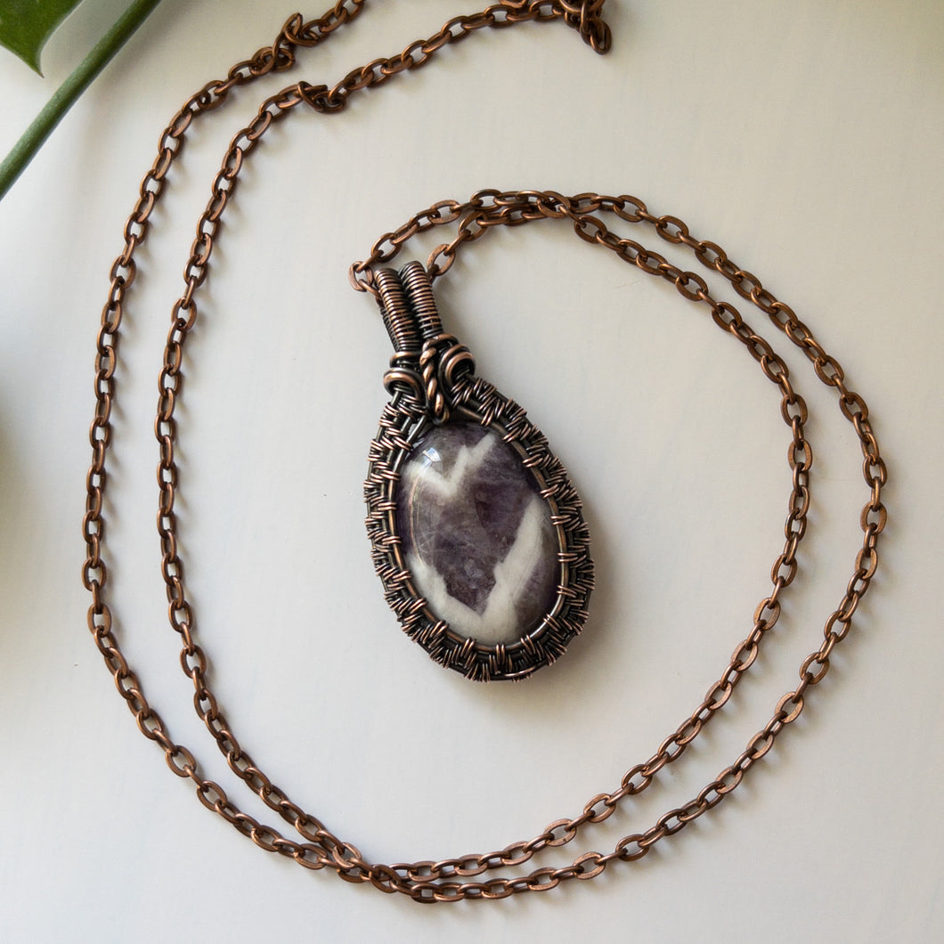 Chevron Amethyst Copper Pendant