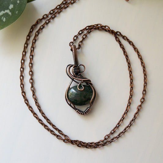 Moss Agate Copper pendant