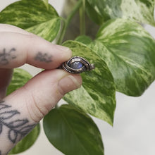 Load and play video in Gallery viewer, Blue Labradorite &amp; Copper Wrapped Ring US Size 8.5
